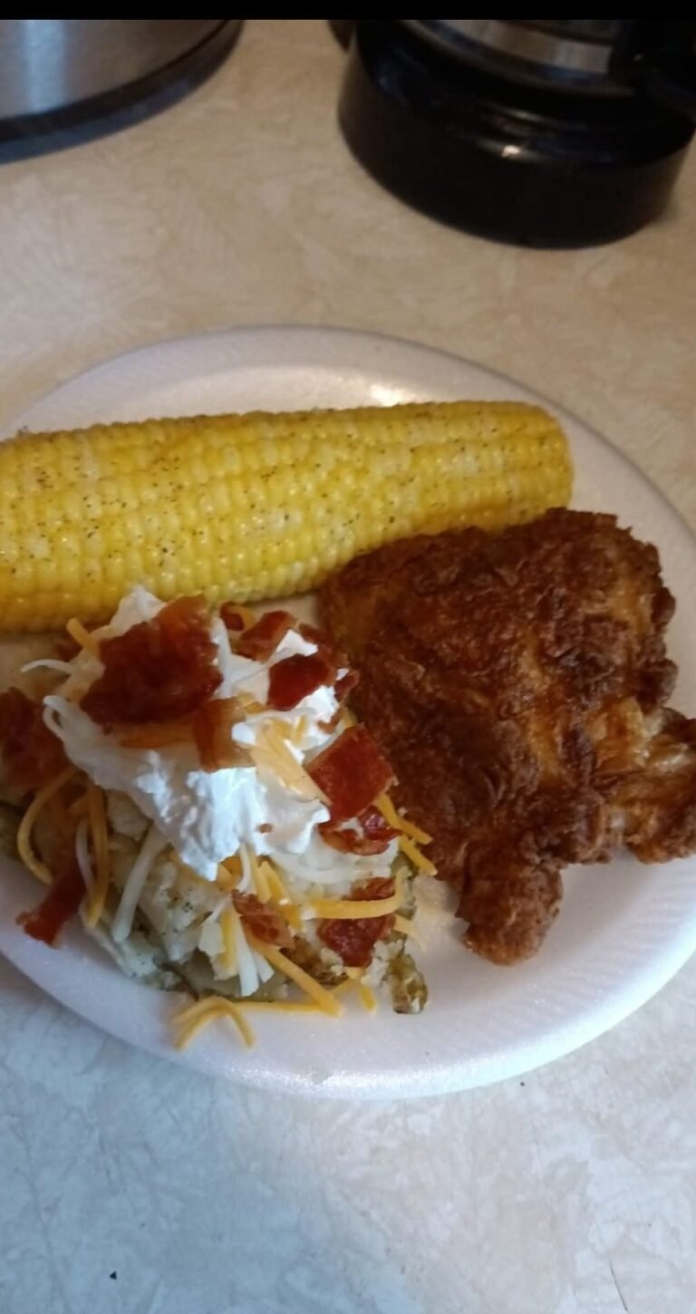 Tonight I made fried chicken, loaded baked potatoes and corn on the cob 