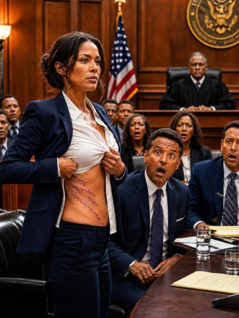 In the middle of our divorce hearing, my husband mocked my 20 years working at his restaurant and said, “You were just a pack mule.” I didn’t scream, I just stood up, opened my jacket, and showed him the scars he thought were buried forever. part1