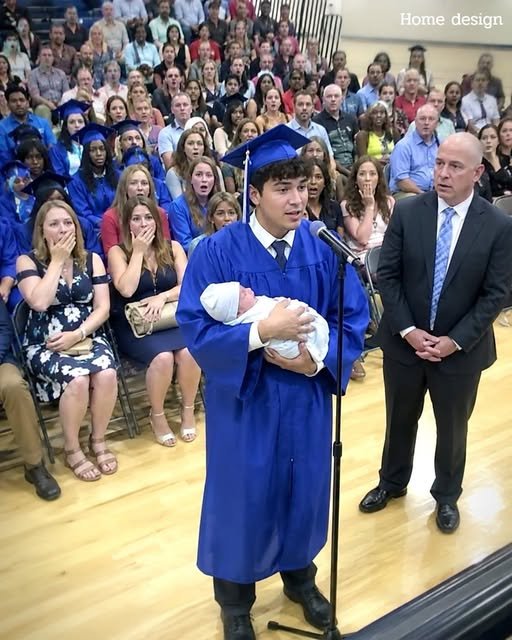 They laughed when my son walked across his graduation stage holding a newborn — one woman whispered ‘just like his mother’… but what he said next left the entire room silent – usnews