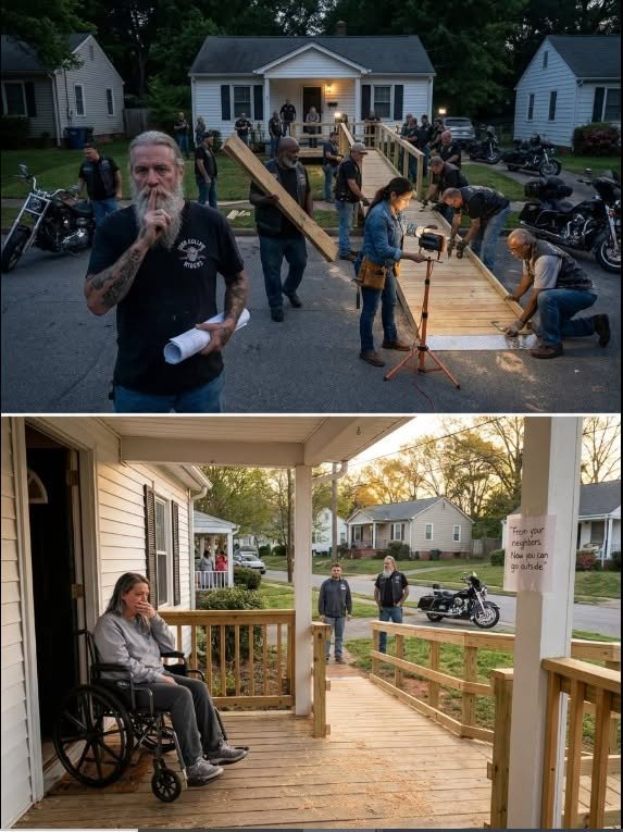 Part 2: A Pack of 25 Bikers Built a Wheelchair Ramp for a Paralyzed Stranger Overnight — and She Had No Idea Who Gave Her Back the Front Door Until She Found the Note