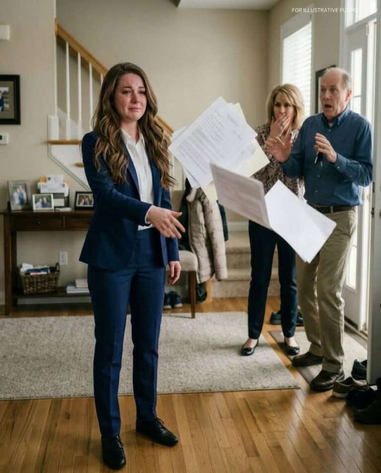 My dad and stepmom showed up at my house and shamelessly said, “This house and everything in it belongs to us now. Get out.” I just smiled, walked into my room, came back with the papers, and the moment they saw them, their faces changed.