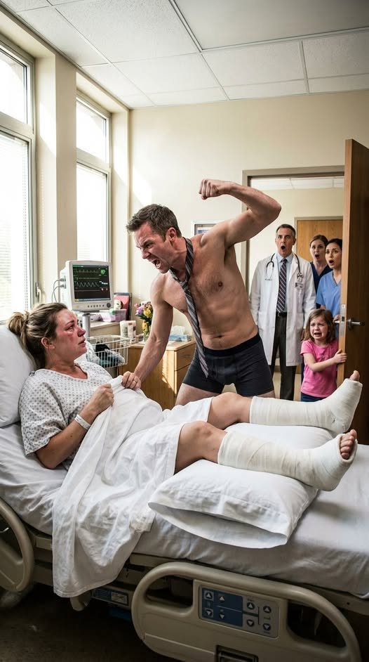 After a severe car accident, I was rushed to the hospital. My husband barged into the room, raging. “Enough with the theatrics!” he shouted. “Get out of that bed—I’m not wasting my money on this!” He grabbed me, trying to drag me off the mattress. When I struggled, he slammed both fists into my stomach. What happened next was beyond anything I could’ve imagined…