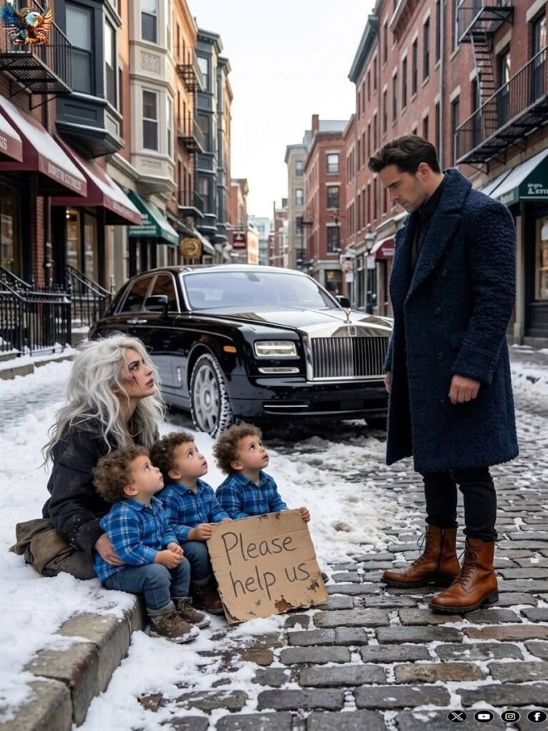 A millionaire sees his ex-girlfriend begging on the street with three children who look exactly like him—what happens next will break your heart.