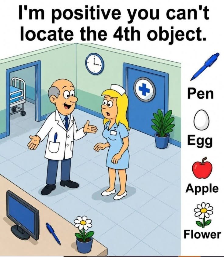 Find Pen, Egg, Apple, Flower. Check the first comment for the answer