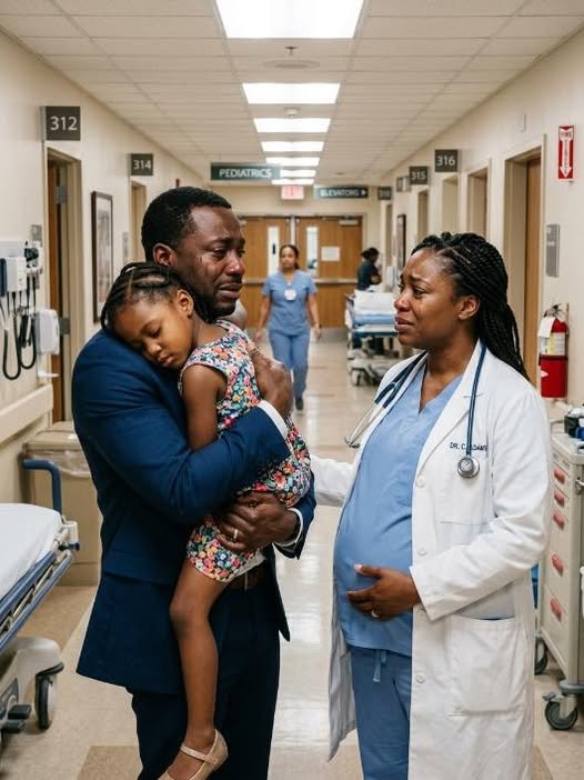 My ex rushed into my ER carrying his injured daughter, only to find me—the doctor he abandoned—seven months pregnant with his baby. I didn’t cry. I stayed completely professional. “I’m Dr. Adelaide,” I said, ignoring his eyes staring at my belly. But when his daughter whispered one simple sentence, his face went completely pale…