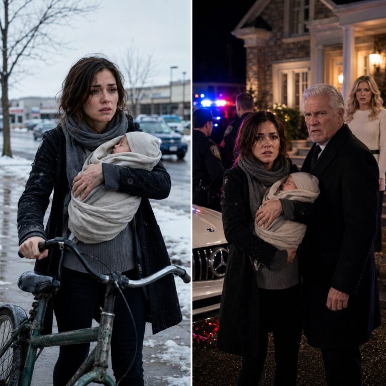 My Wealthy Grandpa Spotted Me Walking While Carrying My Newborn Baby And Asked, “Walking Through This Freezing Weather? Why Aren’t You Using The Mercedes-Benz I Gave You?” I Replied, “All I Have Is Just An Old Used Bicycle. My Sister Has The Benz.” He Said, “…I’ll Handle It Tonight.” Then The Police Arrived.