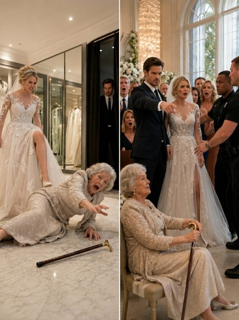 During her VIP wedding dress fitting, I caught my fiancée kicking my mother’s cane away. “Pick up my train, you clumsy old bat,” she hissed as my mother stumbled to the floor.