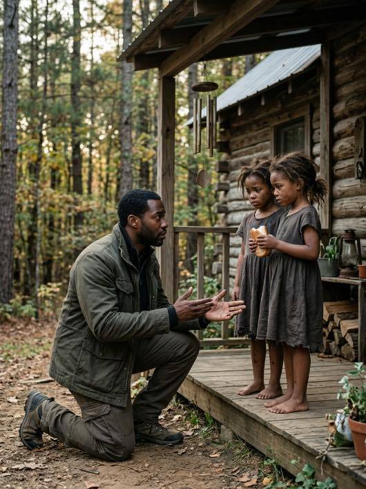 I thought I was driving to my late wife’s mountain house to finally let her go. Instead, I found two abandoned twin girls standing barefoot on the porch, clutching stale bread like it was the last thing keeping them alive. Minutes later, one of them whispered my wife’s name… and led me toward a hidden trail only Olivia had ever known.