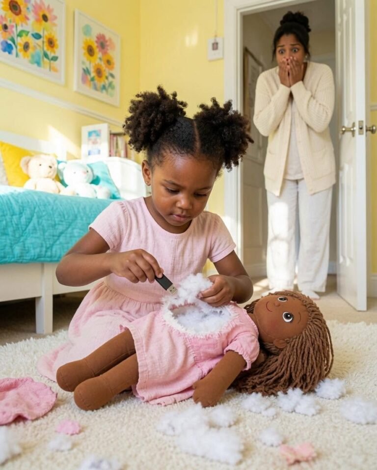 “It’s my dad’s gift, don’t throw it away!” my daughter cried, clutching that disgusting rag doll. I gave in out of pity, never imagining that hours later I would find her pulling a USB drive out of the stuffing, containing a dark secret about his new wife.