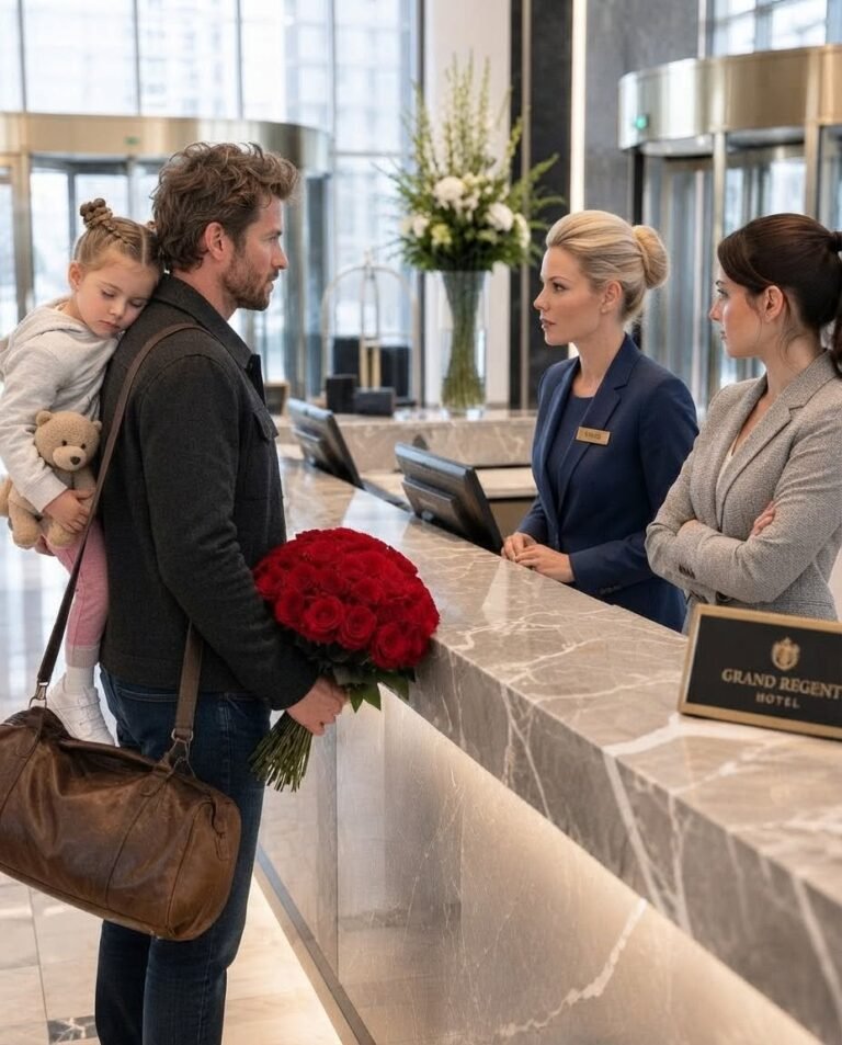 A widowed father was turned away at his own hotel with his sleeping daughter in his arms… but by the time the staff realized who he truly was, it was already too late.