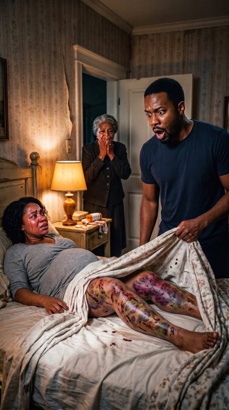 My pregnant wife hadn’t left her room in weeks. When I finally lifted her blanket, I gasped at her bruised, swollen legs. “Your mother made me do this, and you signed for it,” she whispered in terror. I grabbed the papers my family gave me yesterday, and the fine print made my blood boil…