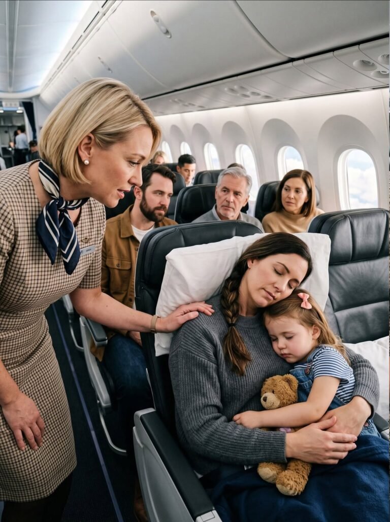 A single mother was sleeping peacefully in seat 8A when the captain’s voice suddenly came over the intercom: “Is there a fighter pilot on board?”