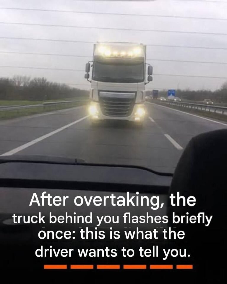 After overtaking, the truck behind you flashes briefly once: this is what the driver wants to tell you.
